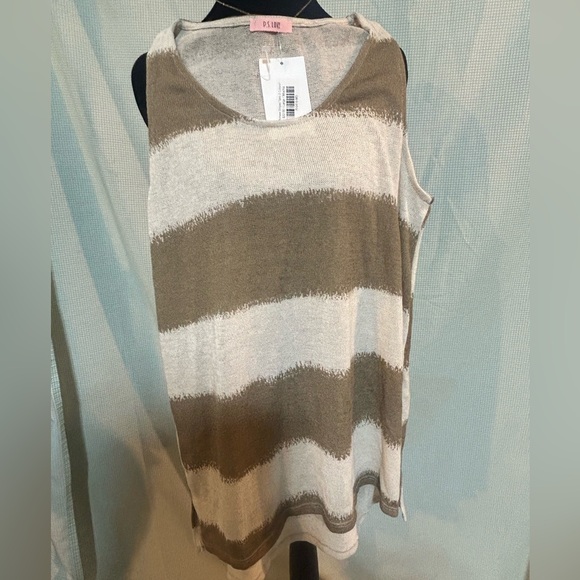 ps love Tops - NWT Sleeveless Striped Knit Top in Brown & Cream